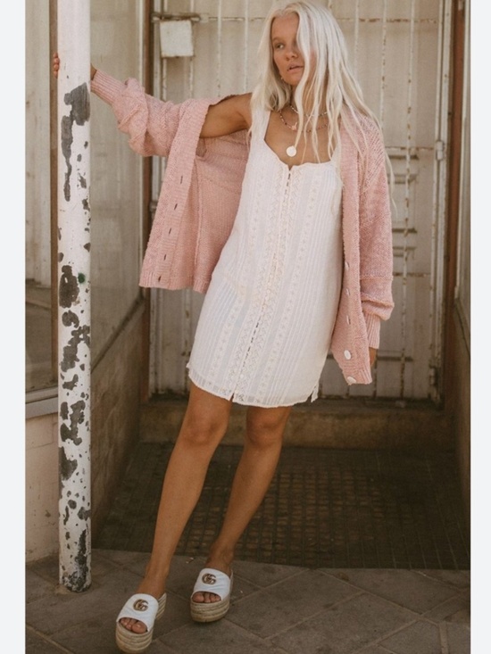Spell Sweaters - Spell & The Gypsy Collective “Pearl  on Pearl” Knit Cardigan L